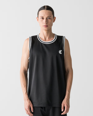 CRONOS BLACKLETTER BASKET MESH SLEEVELESS【BLACK】
