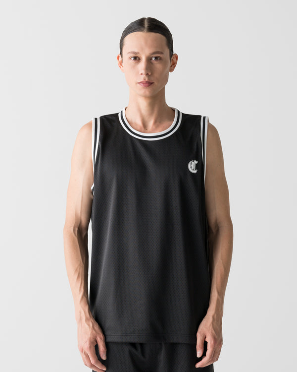 CRONOS BLACKLETTER BASKET MESH SLEEVELESS【BLACK】