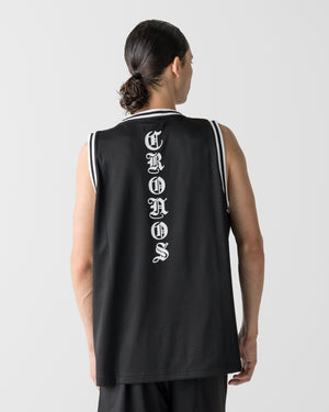 CRONOS BLACKLETTER BASKET MESH SLEEVELESS【BLACK】