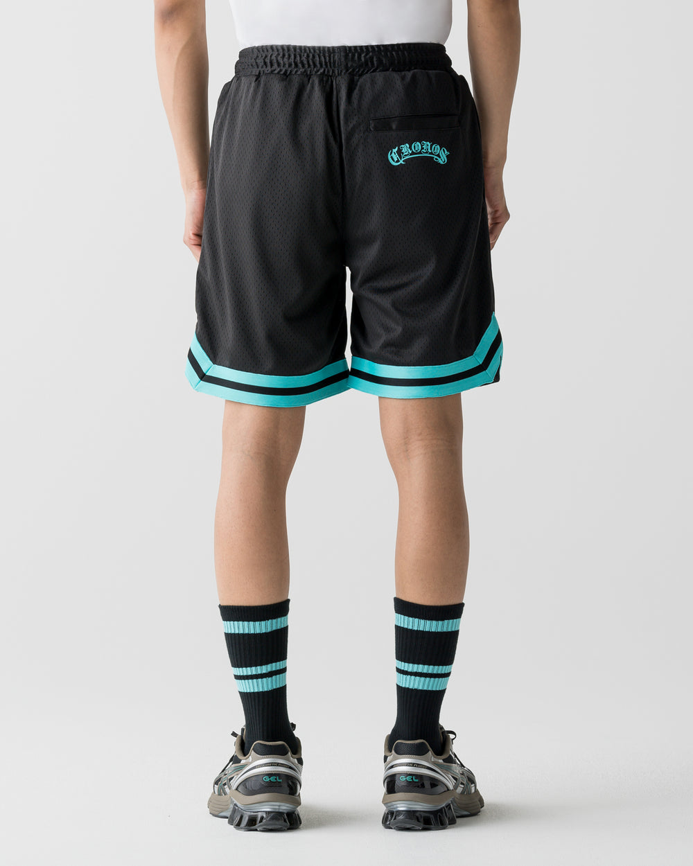 CRONOS BLACKLETTER BASKET MESH SHORTS【BLACK×T.BLUE】