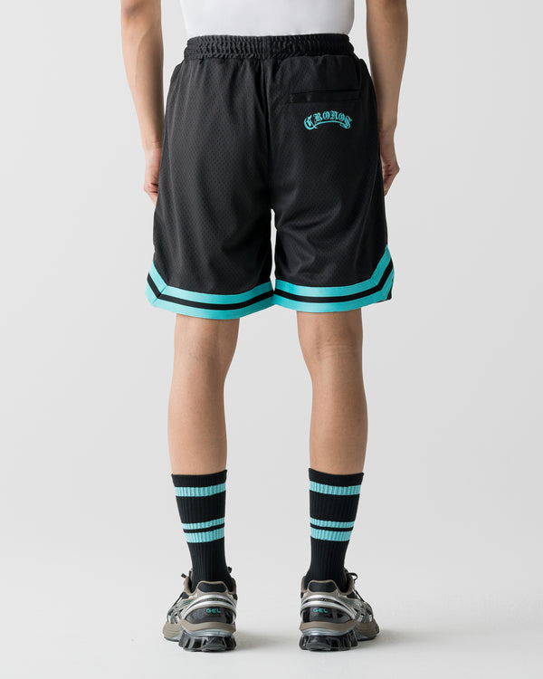 CRONOS BLACKLETTER BASKET MESH SHORTS【BLACK×T.BLUE】