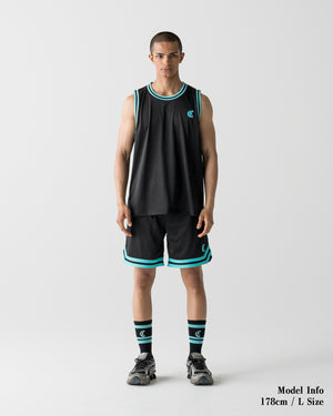 CRONOS BLACKLETTER BASKET MESH SHORTS【BLACK×T.BLUE】