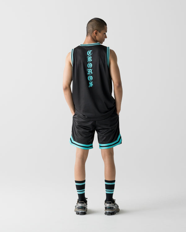 CRONOS BLACKLETTER BASKET MESH SHORTS【BLACK×T.BLUE】