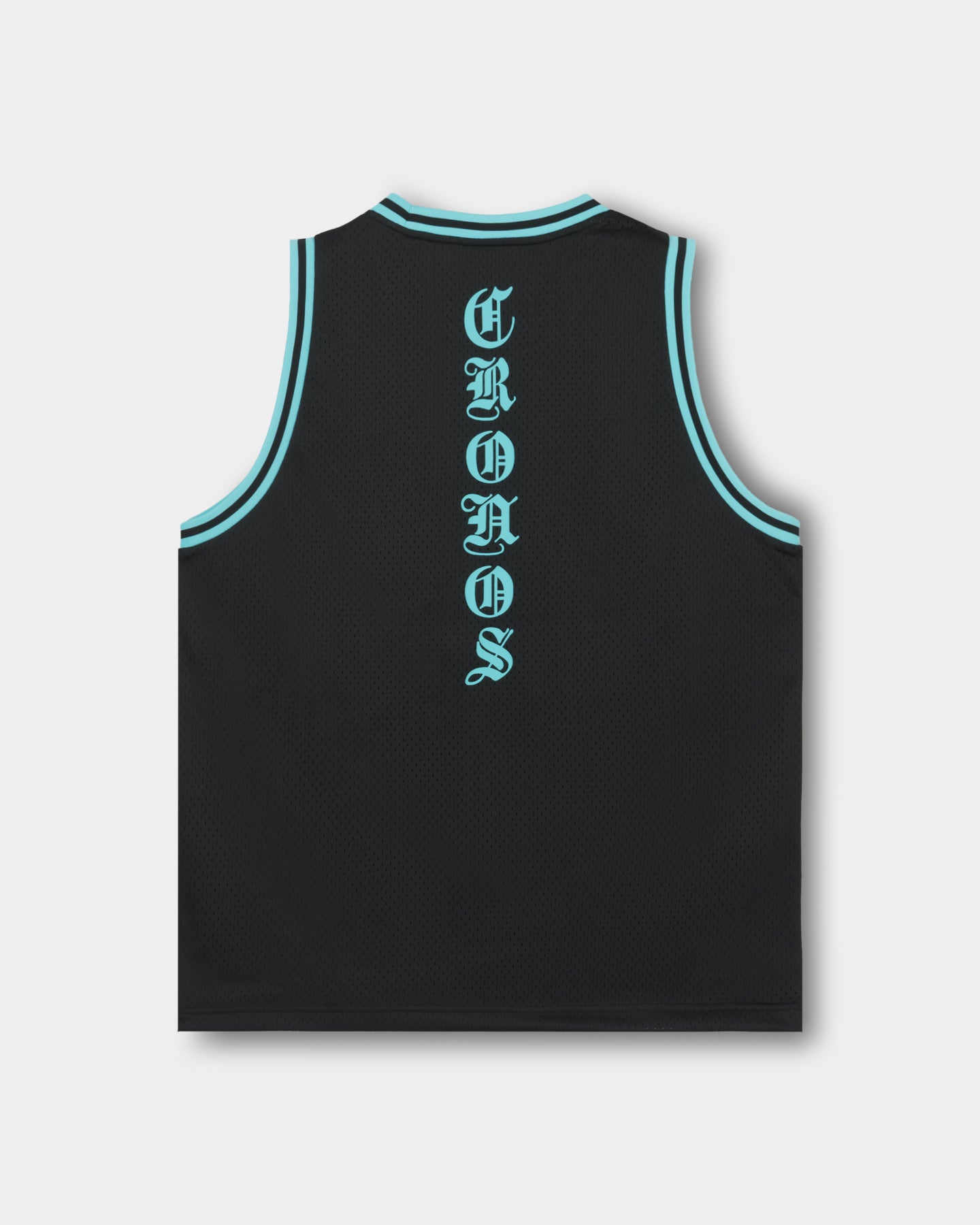 CRONOS BLACKLETTER BASKET MESH SLEEVELESS【BLACK×T.BLUE】