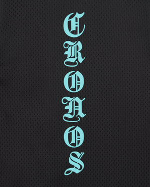 CRONOS BLACKLETTER BASKET MESH SLEEVELESS【BLACK×T.BLUE】