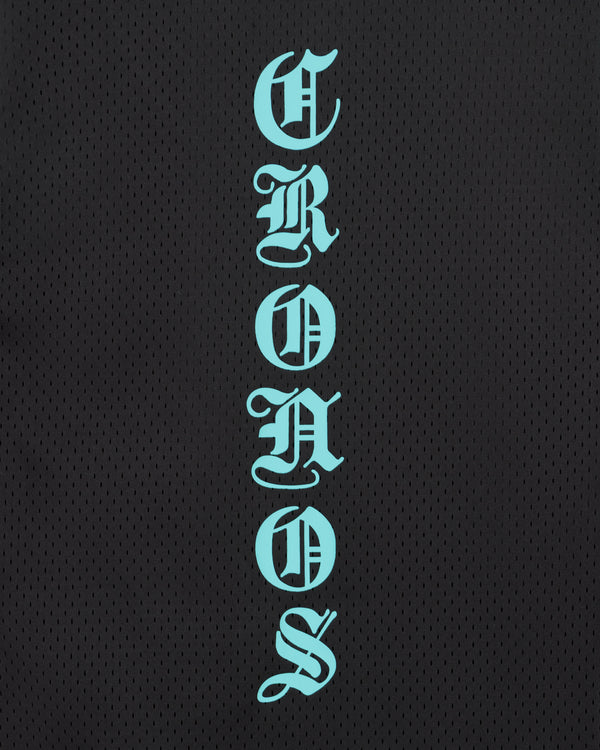 CRONOS BLACKLETTER BASKET MESH SLEEVELESS【BLACK×T.BLUE】