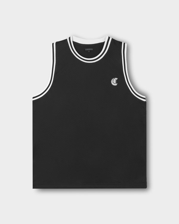 CRONOS BLACKLETTER BASKET MESH SLEEVELESS【BLACK】
