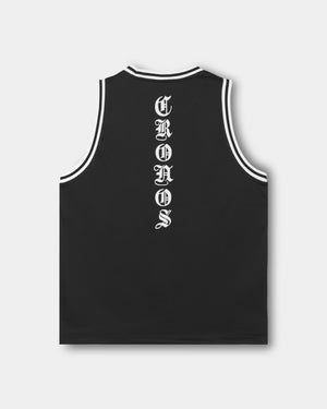 CRONOS BLACKLETTER BASKET MESH SLEEVELESS【BLACK】
