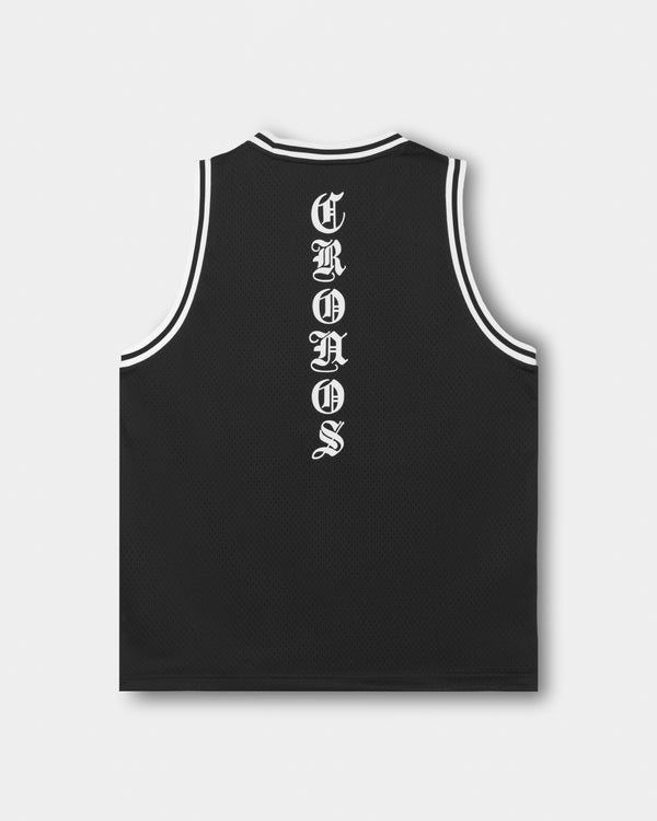 CRONOS BLACKLETTER BASKET MESH SLEEVELESS【BLACK】