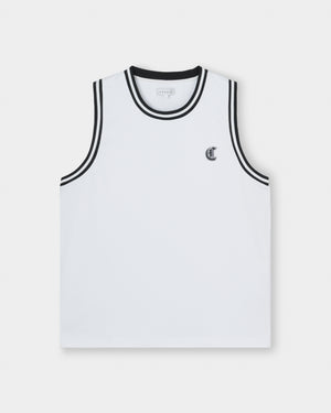 CRONOS BLACKLETTER BASKET MESH SLEEVELESS【WHITE】