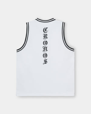 CRONOS BLACKLETTER BASKET MESH SLEEVELESS【WHITE】