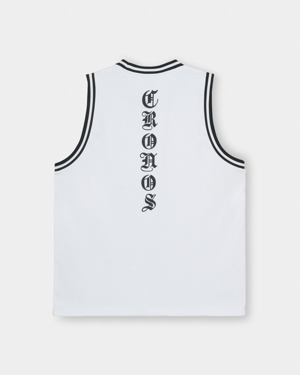 CRONOS BLACKLETTER BASKET MESH SLEEVELESS【WHITE】