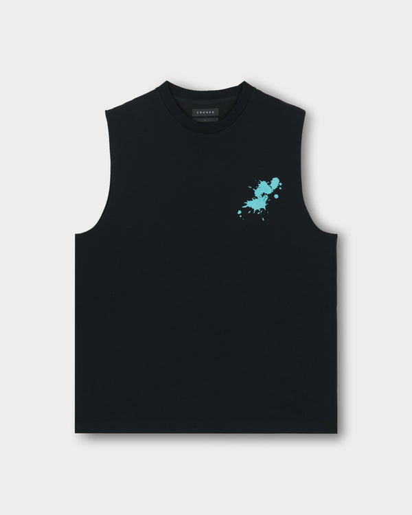 CRONOS PAINT STROKE COOL SLEEVELESS【BLACK×T.BLUE】