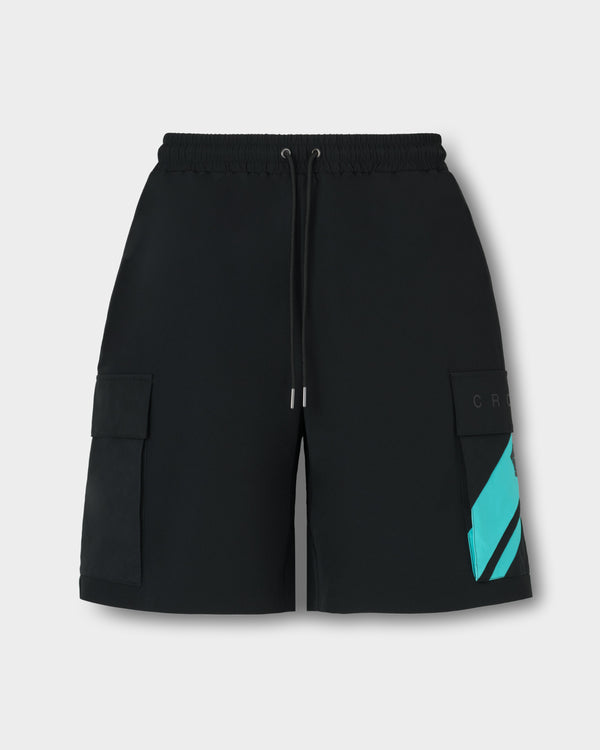 CRONOS SWITCH LINE CARGO SHORTS【BLACK×T.BLUE】