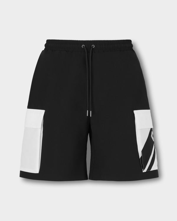 CRONOS SWITCH LINE CARGO SHORTS【BLACK×WHITE】