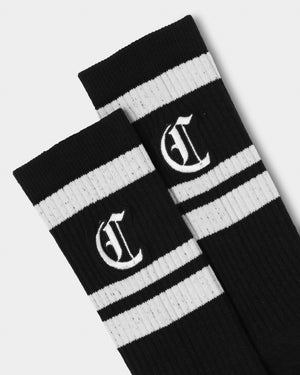 CRONOS LOGO LINE SOCKS【BLACK×WHITE】