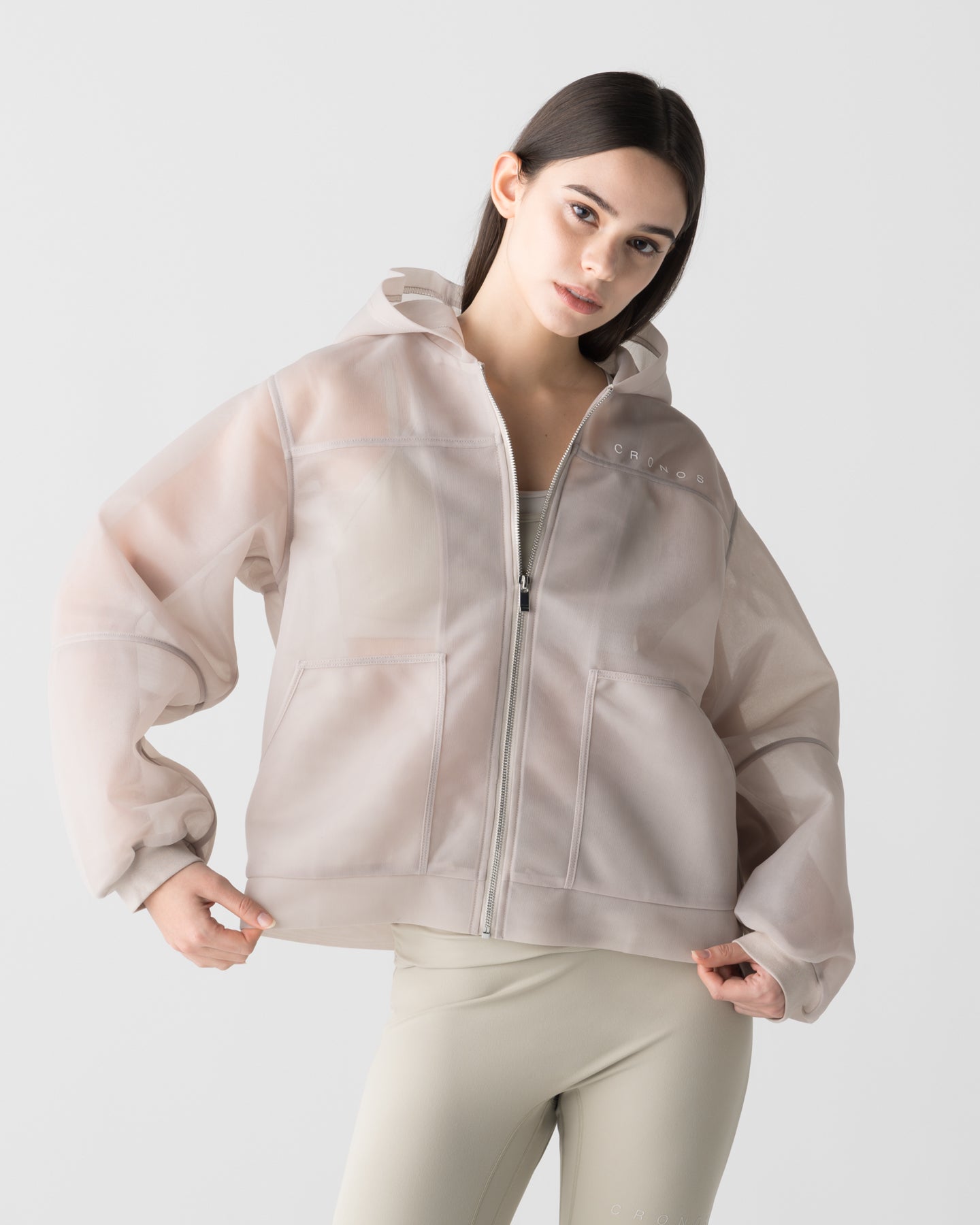 CRONOS WOMEN LIGHTWEIGHT ZIP HOODIE【BEIGE】