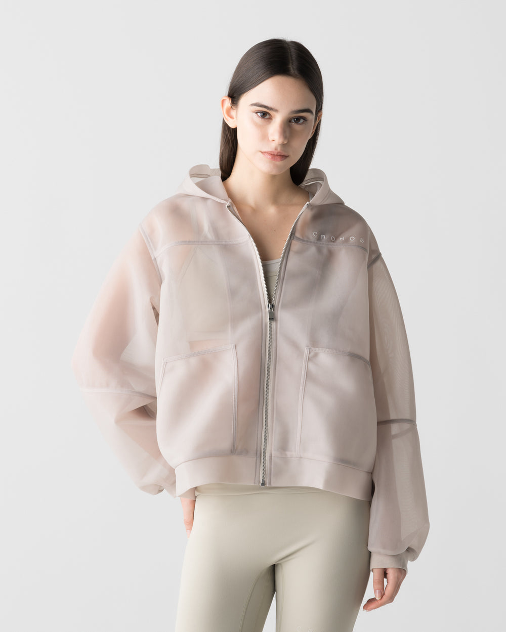 CRONOS WOMEN LIGHTWEIGHT ZIP HOODIE【BEIGE】