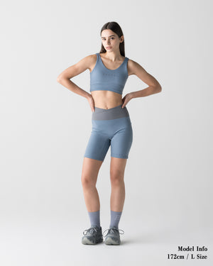 CRONOS WOMEN ESSENTIAL HALF LEGGINGS【BLUE】