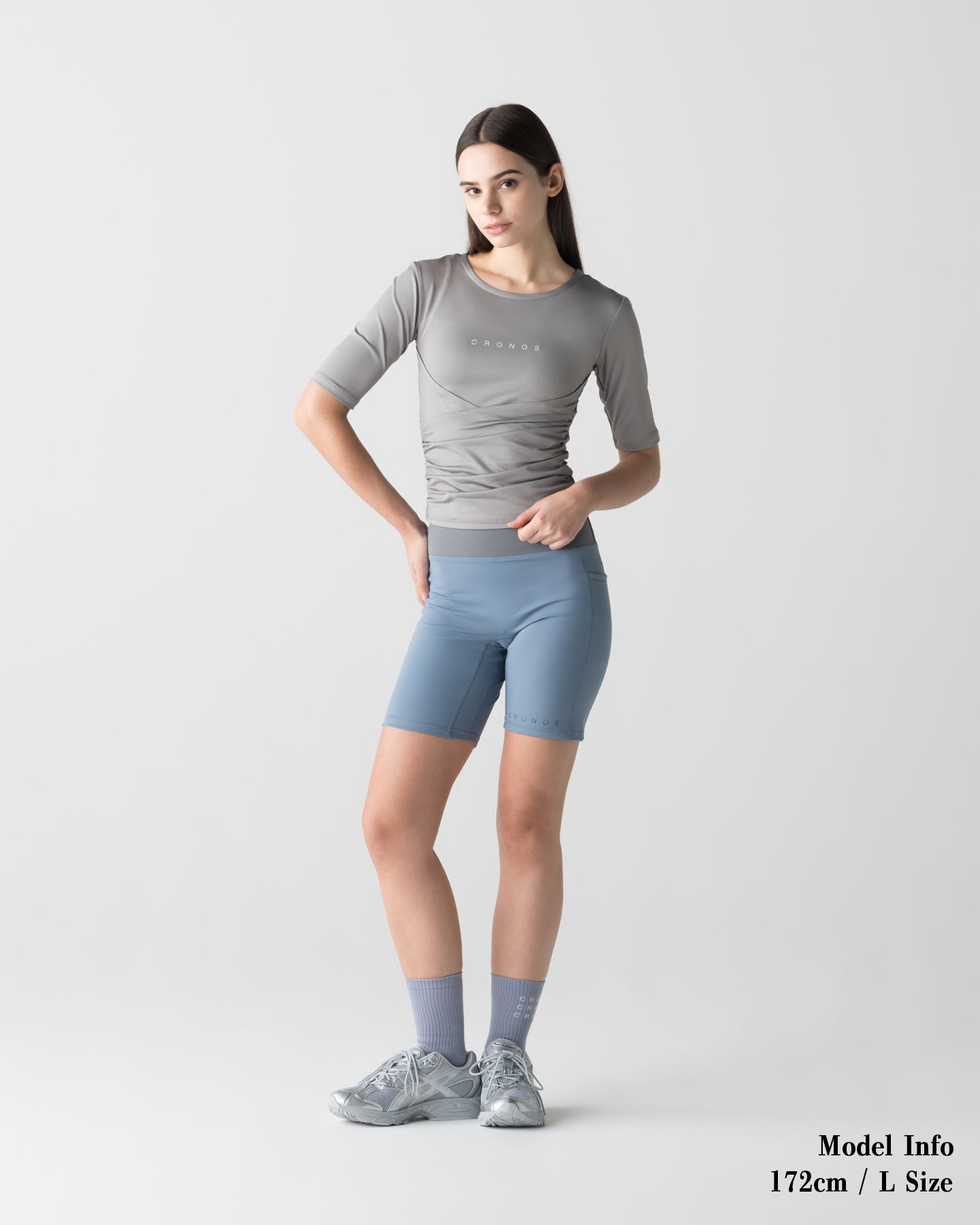 CRONOS WOMEN ESSENTIAL HALF LEGGINGS【BLUE】