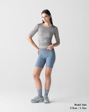 CRONOS WOMEN ESSENTIAL HALF LEGGINGS【BLUE】