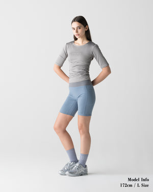 CRONOS WOMEN ESSENTIAL HALF LEGGINGS【BLUE】