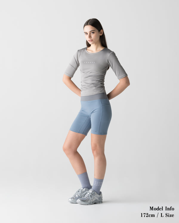 CRONOS WOMEN ESSENTIAL HALF LEGGINGS【BLUE】
