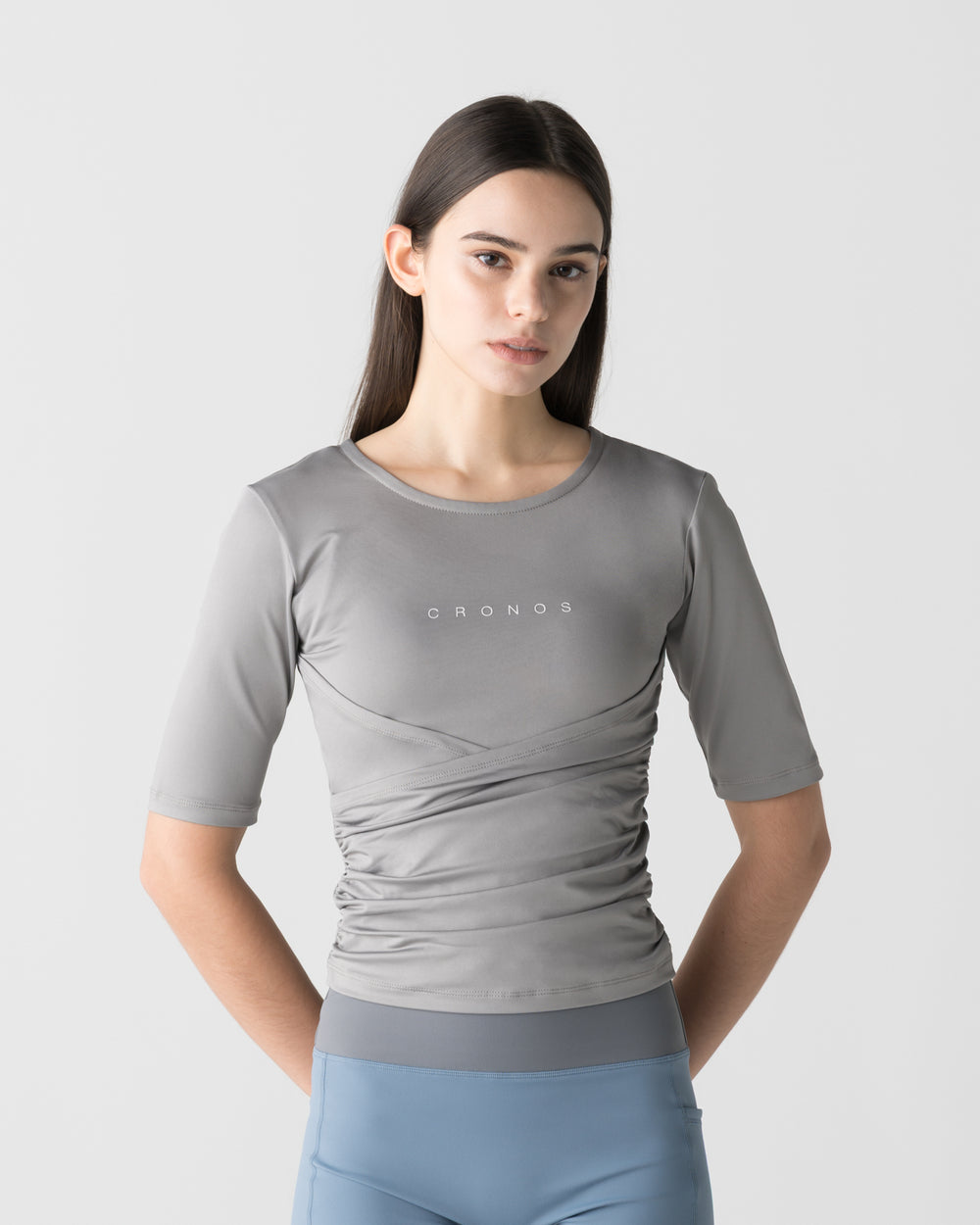 CRONOS WOMEN ACTIVE CROSS T-SHIRTS【GRAY】