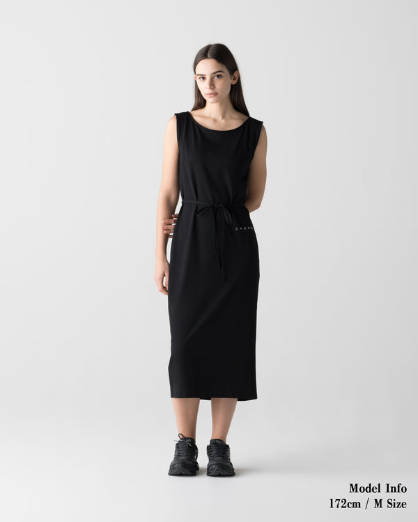 CRONOS WOMEN BOAT NECK DRESS【BLACK】