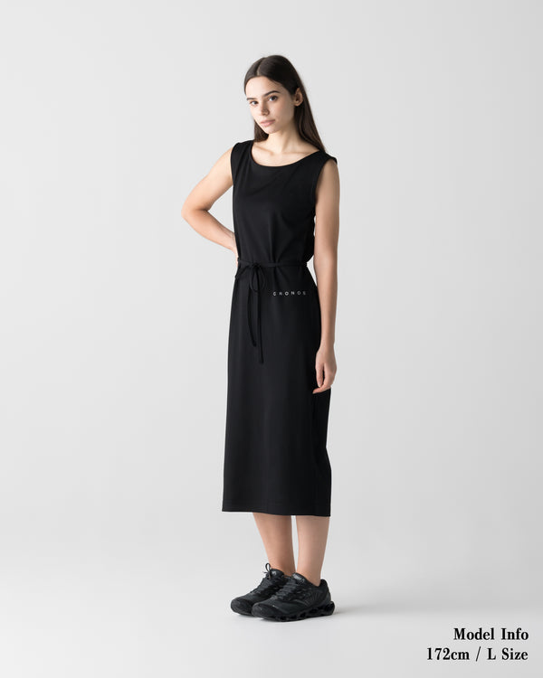 CRONOS WOMEN BOAT NECK DRESS【BLACK】