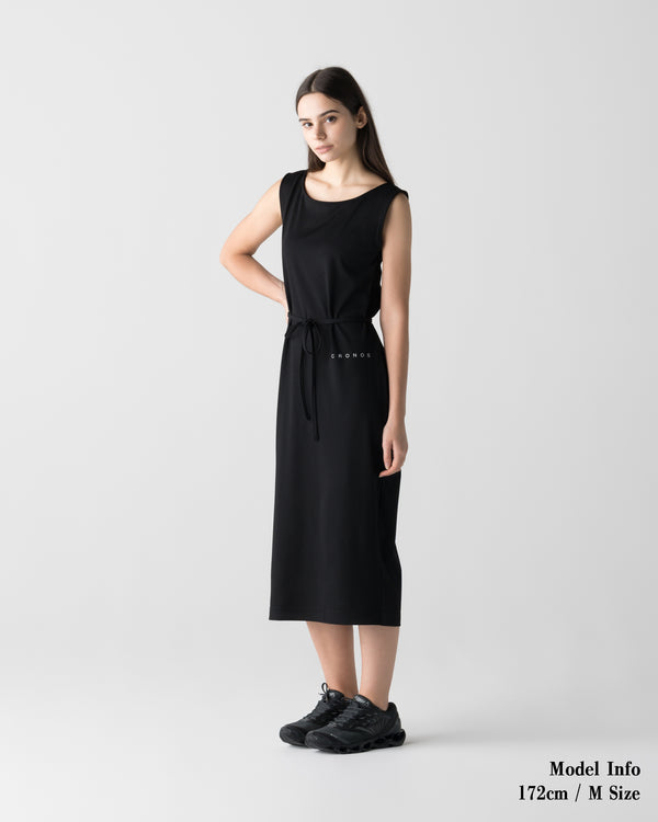 CRONOS WOMEN BOAT NECK DRESS【BLACK】