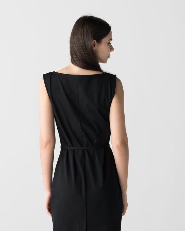 CRONOS WOMEN BOAT NECK DRESS【BLACK】