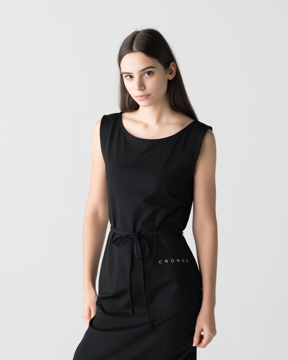 CRONOS WOMEN BOAT NECK DRESS【BLACK】