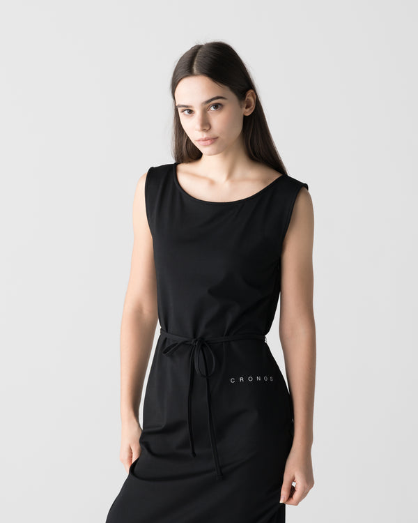 CRONOS WOMEN BOAT NECK DRESS【BLACK】