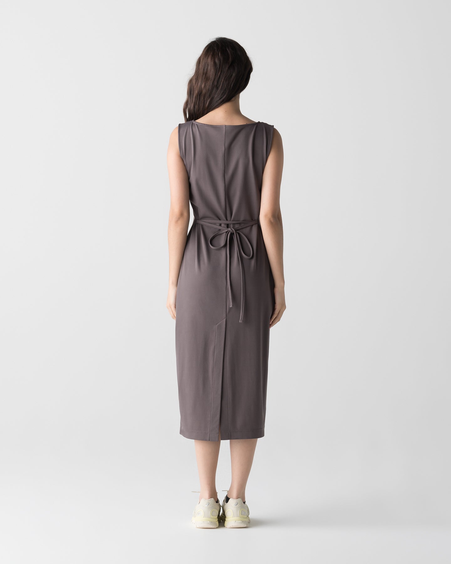 クロノス　レディース　ワンピース　今期のもの CRONOS WOMEN BOAT NECK DRESS【BROWN】