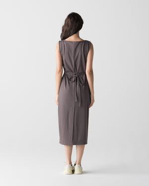 CRONOS WOMEN BOAT NECK DRESS【BROWN】