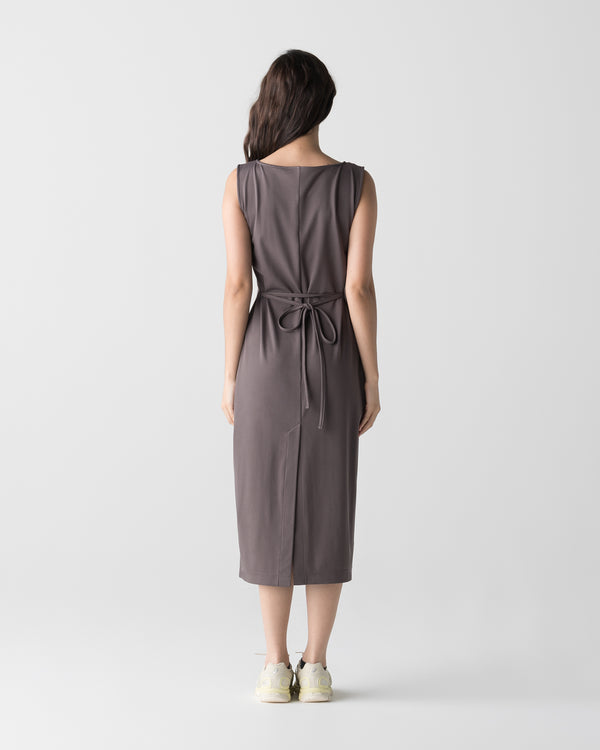 CRONOS WOMEN BOAT NECK DRESS【BROWN】