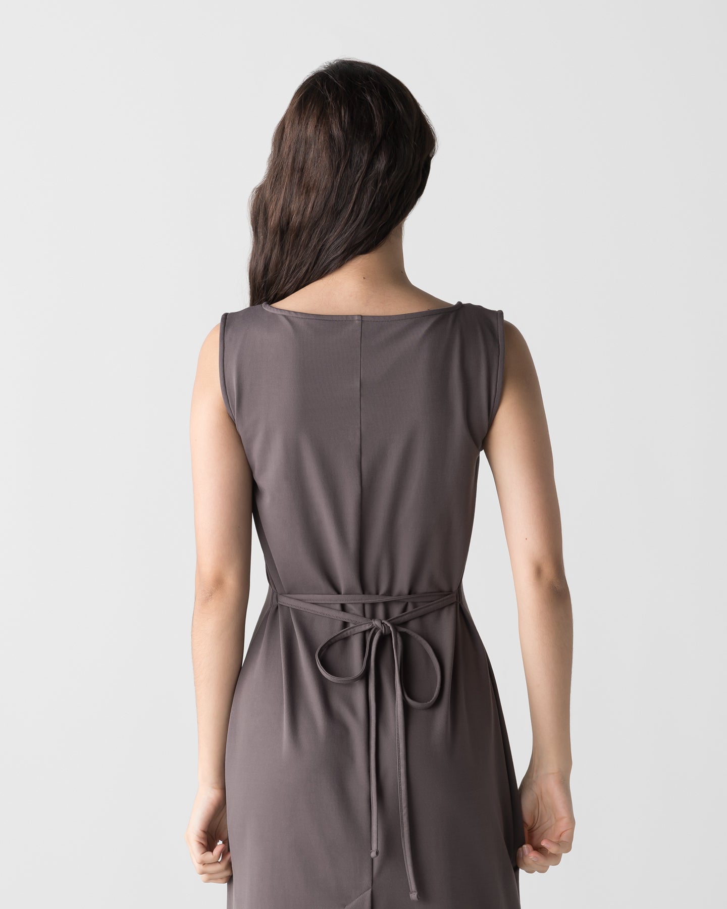 CRONOS WOMEN BOAT NECK DRESS【BROWN】