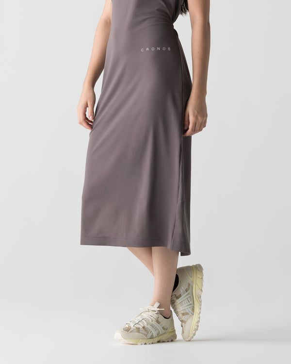 CRONOS WOMEN BOAT NECK DRESS【BROWN】
