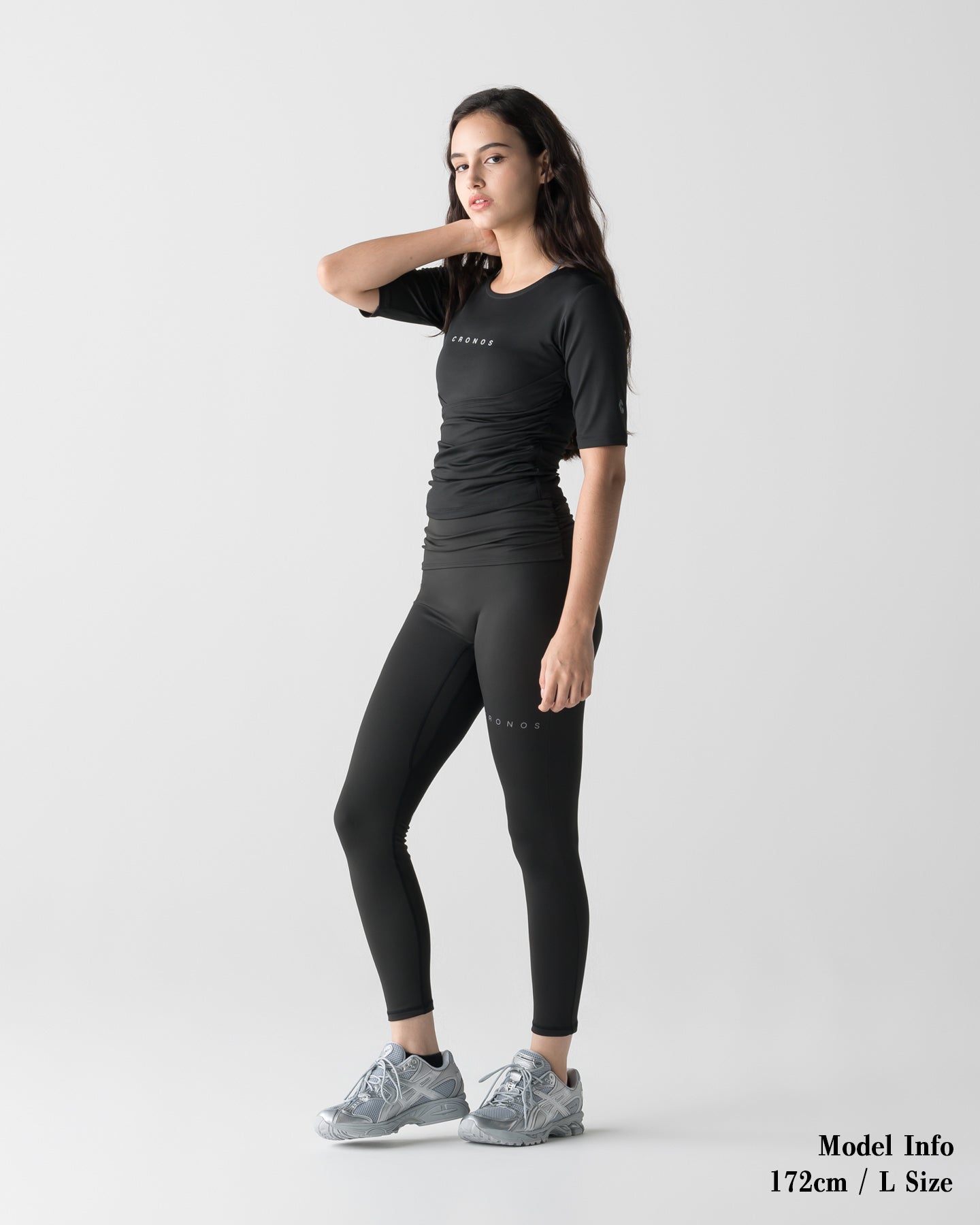 CRONOS WOMEN ACTIVE CROSS T-SHIRTS【BLACK】