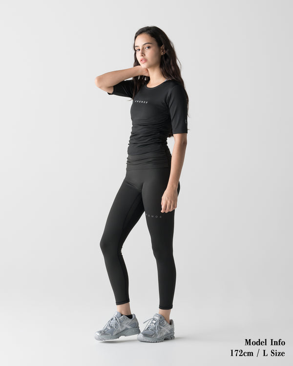 CRONOS WOMEN ACTIVE CROSS T-SHIRTS【BLACK】