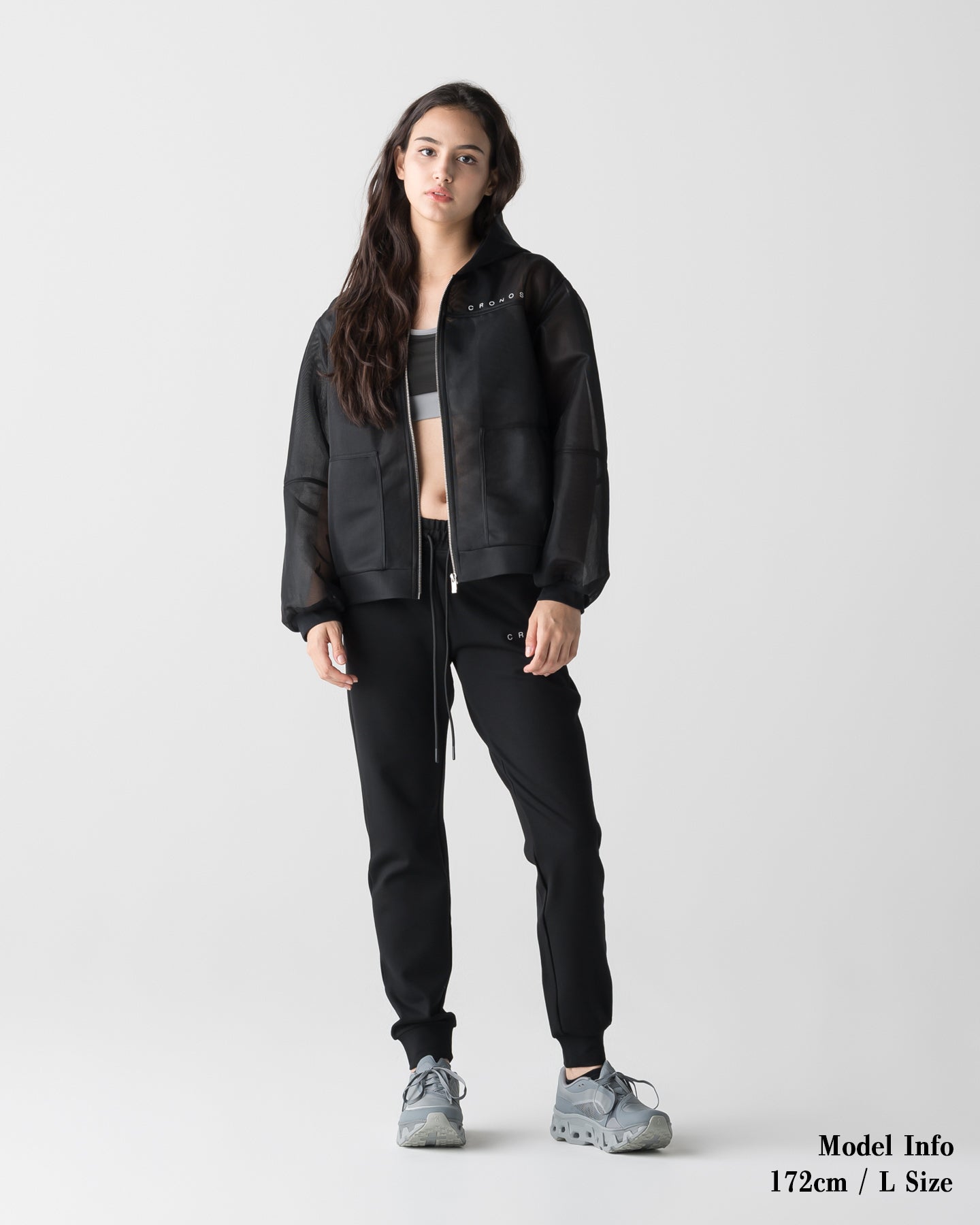 CRONOS ジップアップパーカー ブラック CRONOS WOMEN LIGHTWEIGHT ZIP HOODIE【BLACK】