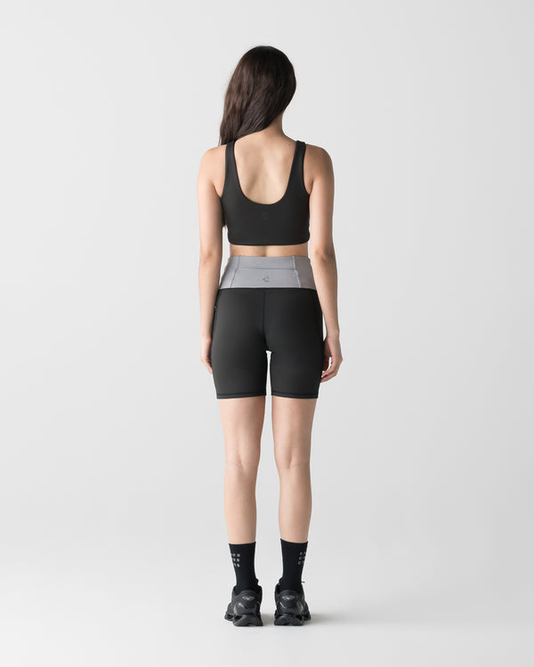 CRONOS WOMEN ESSENTIAL HALF LEGGINGS [BLACK]