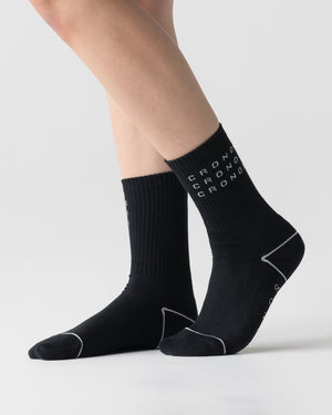 CRONOS WOMEN LOGO LINE SOCKS【BLACK】