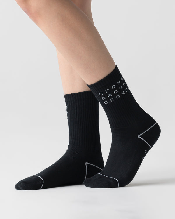 CRONOS WOMEN LOGO LINE SOCKS【BLACK】