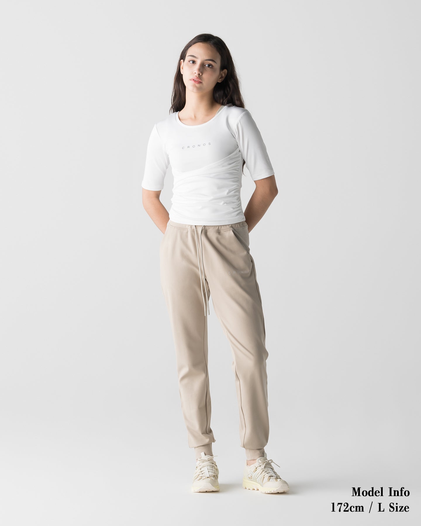 CRONOS WOMEN ACTIVE CROSS T-SHIRTS【WHITE】