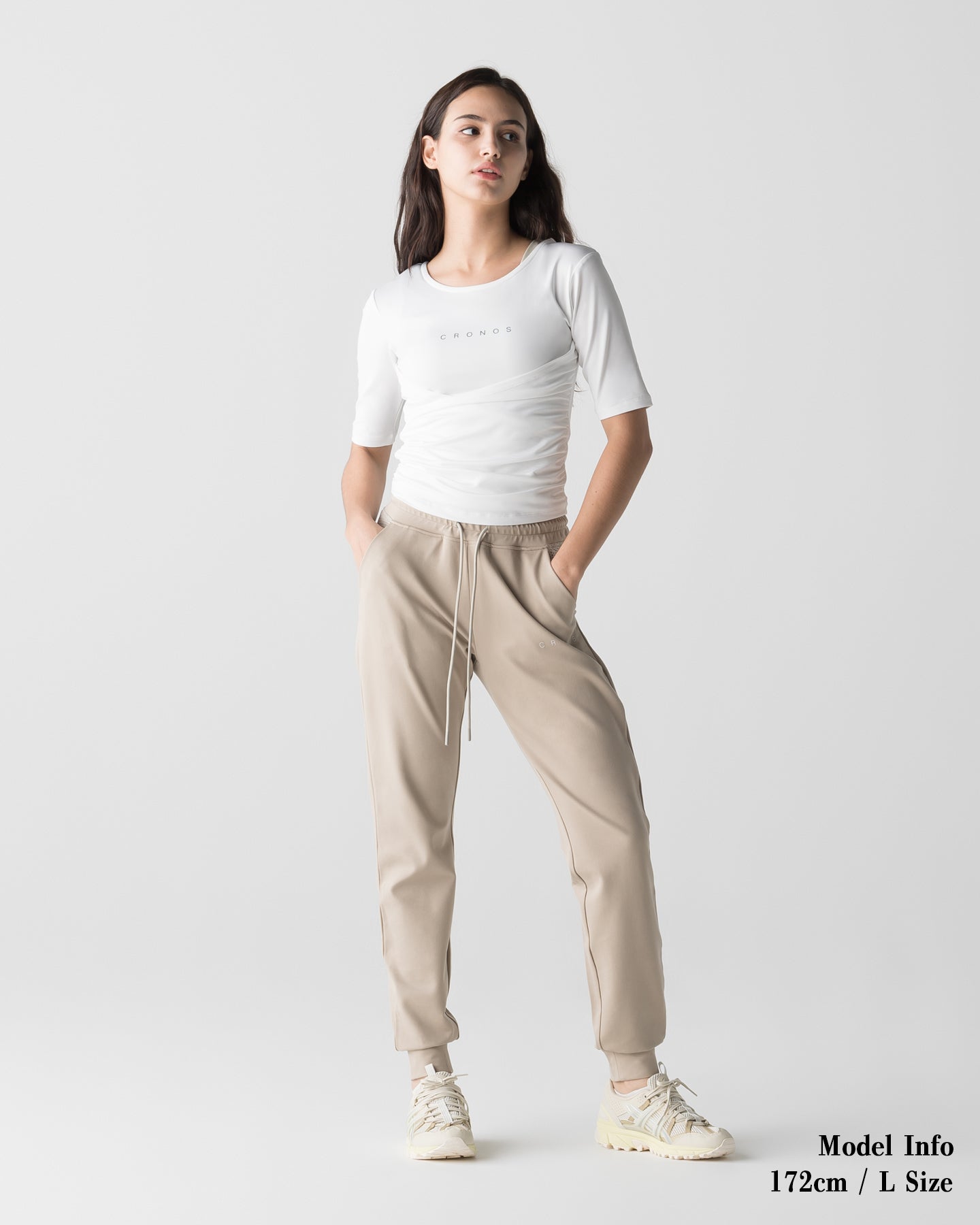 CRONOS WOMEN ACTIVE CROSS T-SHIRTS【WHITE】