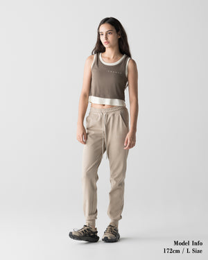 CRONOS WOMEN LAYERED RIB TANK TOP【BEIGE】