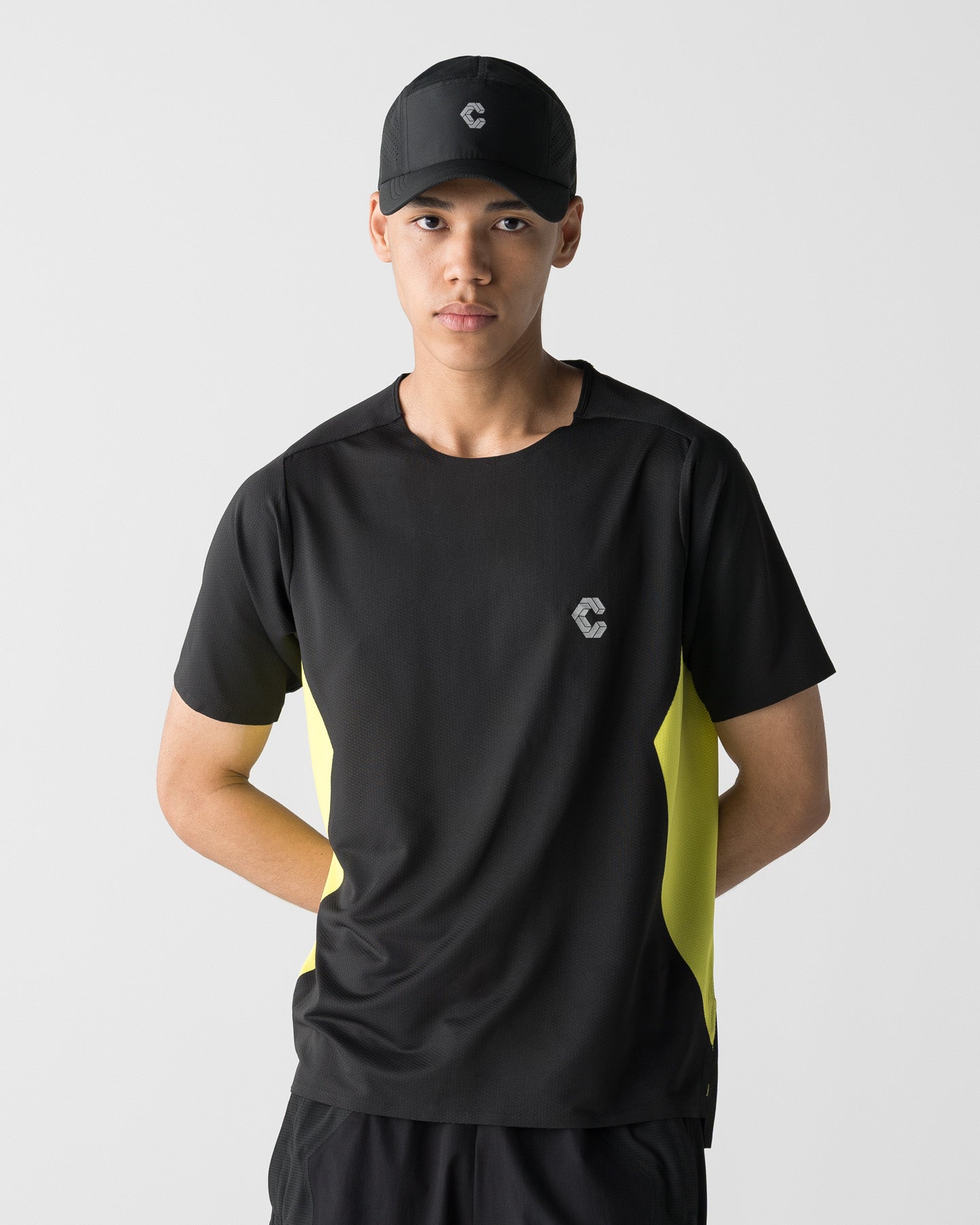 CRONOS RUN AIR S/S TEE【BLACK×YELLOW】