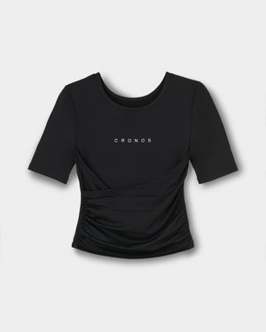 CRONOS WOMEN ACTIVE CROSS T-SHIRTS【BLACK】
